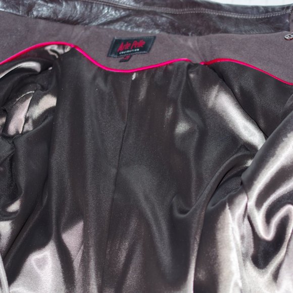 Arte Pelle Collection VTG Brown Wool Leather Trim Belted Pea Coat Women Size:P/S - Picture 5 of 12